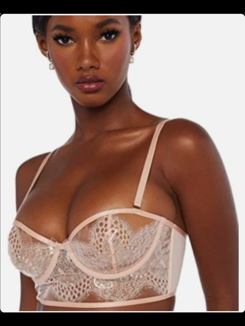 Savage X Fenty Hyper Real Clear Plastic & Lace Longline Bralette & Panty - Blush